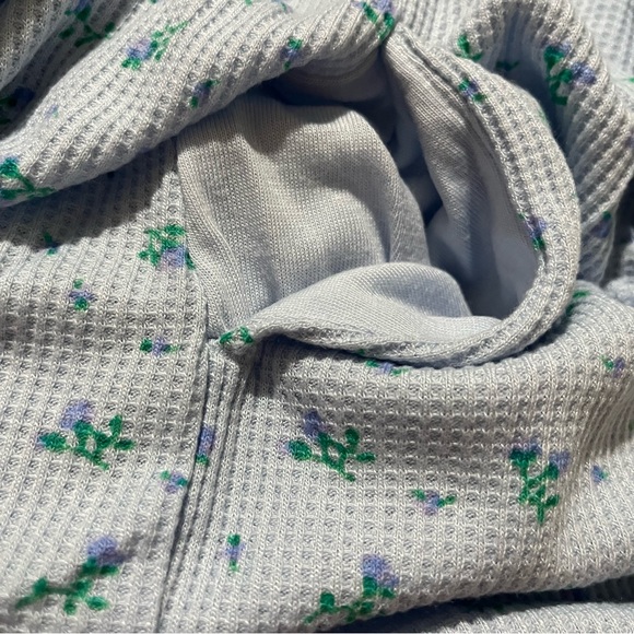 Baby Blue Floral Print Waffle Weave Textured Dress with Pockets - Picture 6 of 9